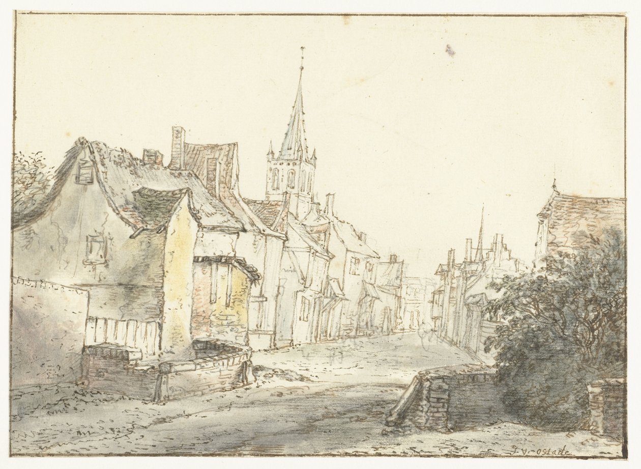 Ulice ve vesnici nebo městě Dorpsstraat od Isaac van Ostade