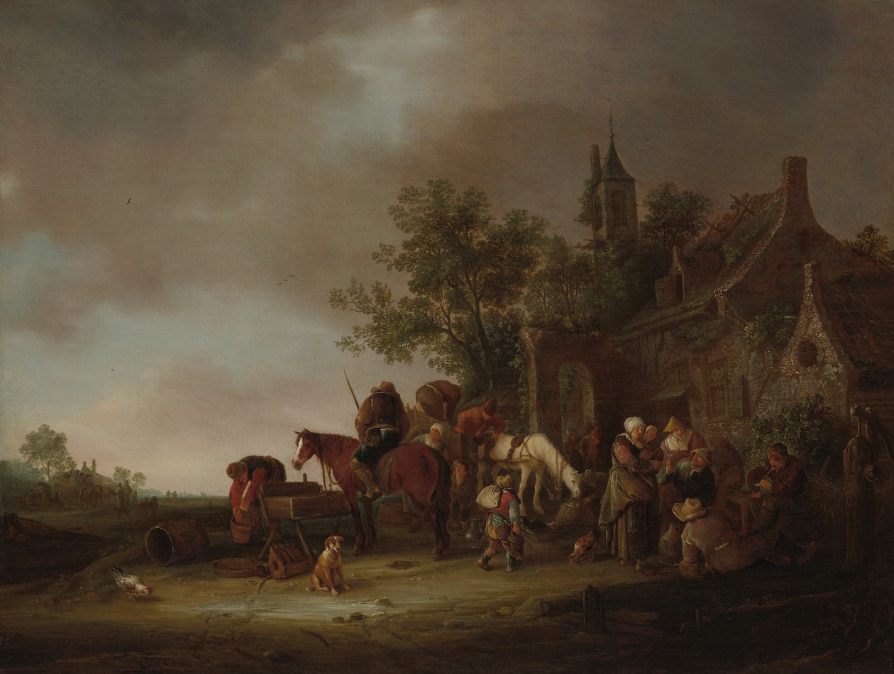Cestovatelé se zastavili v hostinci od Isaac van Ostade