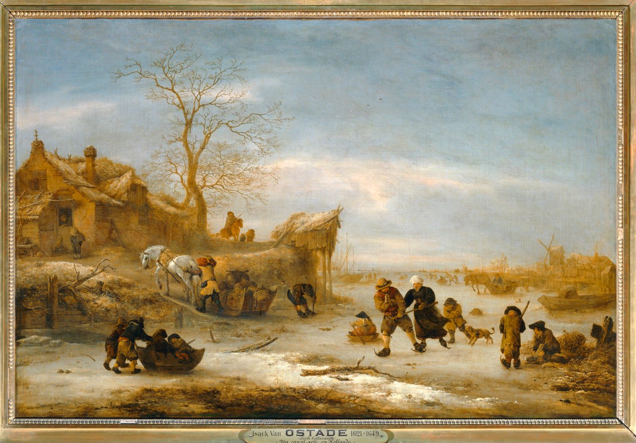 Kanál gele s bruslícím párem ... od Isaack Jansz van Ostade