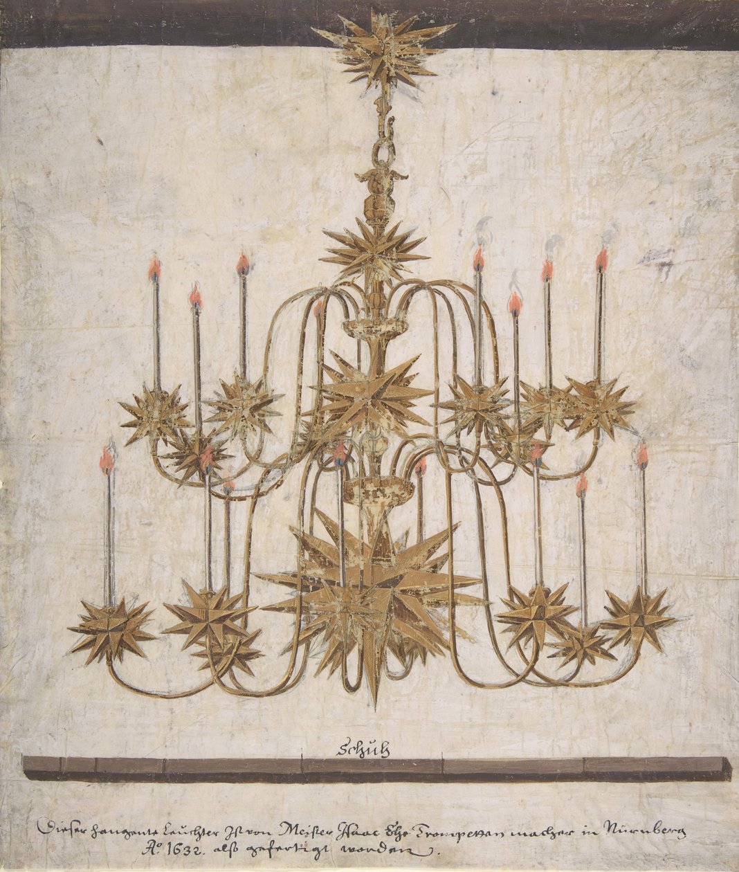 Design pro lustr se šestnácti svíčkami, 1632. od Isaak Ehe