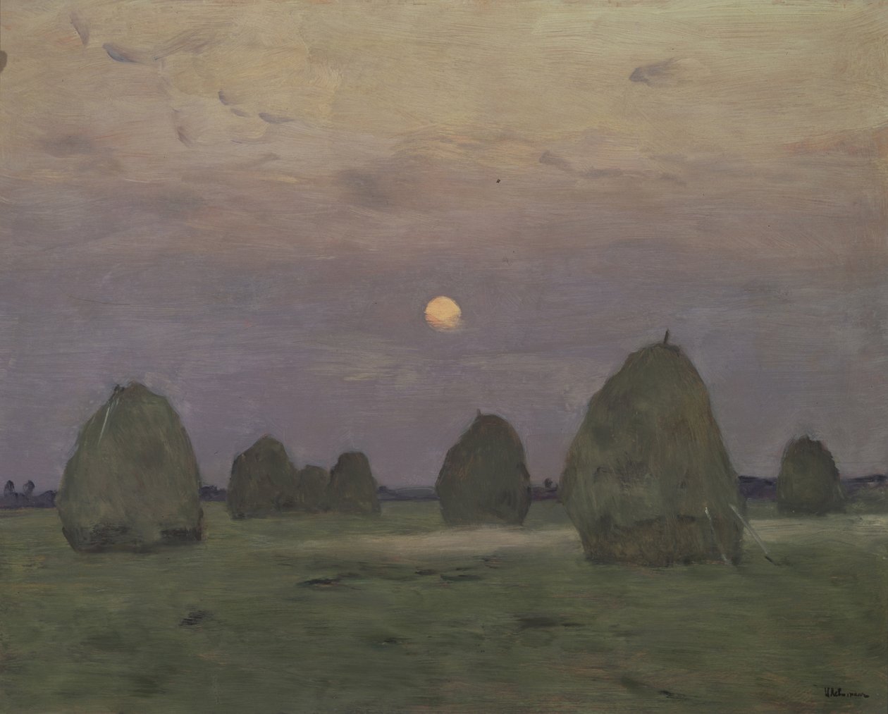Soumrak. Kupky sena, 1899 od Isaak Ilyich Levitan