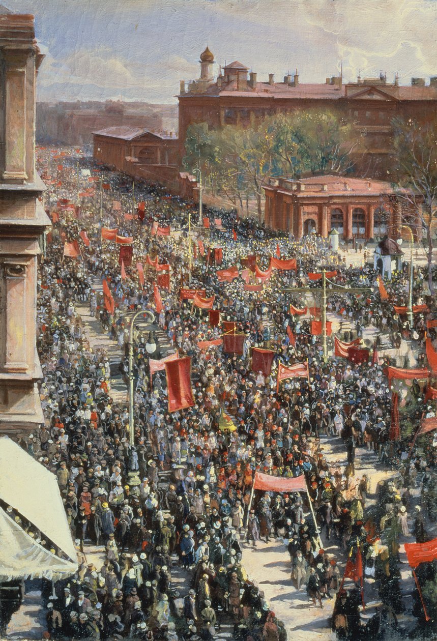 Demonstrace na Avenue 25. října, skica k obrazu z roku 1934 v Treťjakovské galerii, 1930 od Isaak Israilevich Brodsky