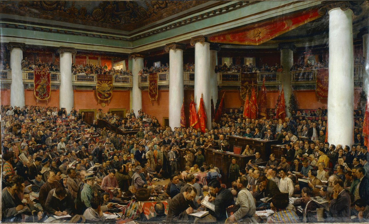 Deuxieme congres du Komintern (Internationale Communiste) - Slavnostní zahájení druhého kongresu Komunistické internacionály (Kominterna) - Isaak Izrailevich Brodsky (1884-1939). Olej na plátně od Isaak Israilevich Brodsky