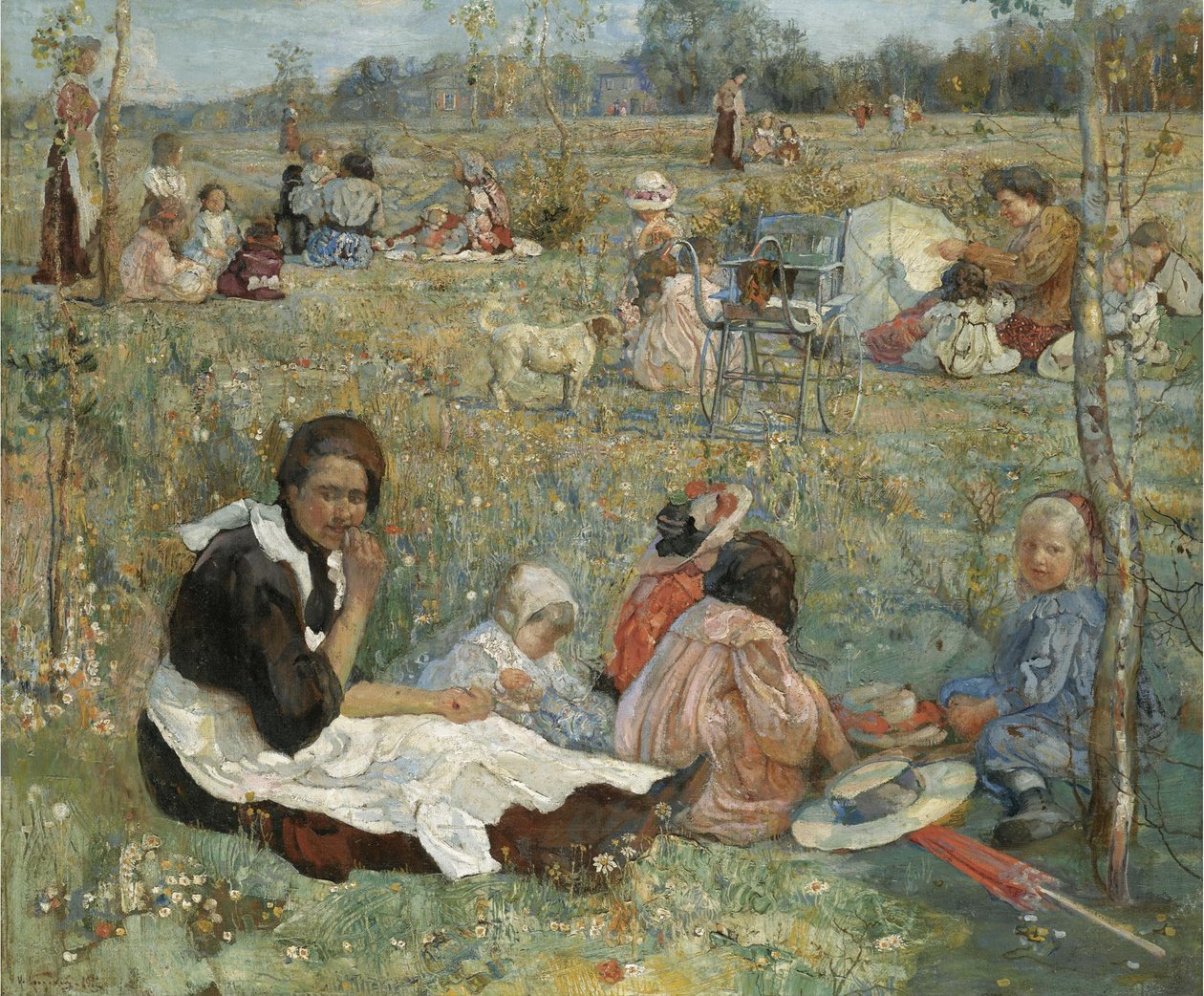 Chůva s dětmi, 1912 od Isaak Israilevich Brodsky