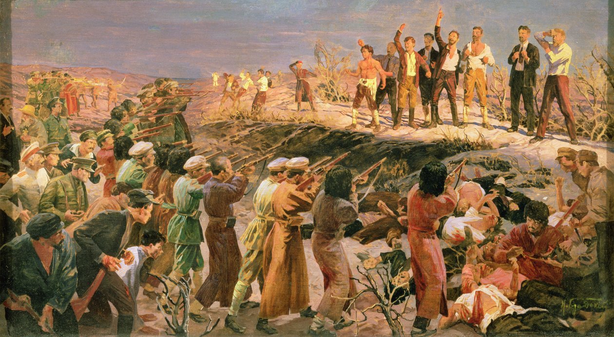 Studie na „Popravu dvaceti šesti komisařů z Baku“ od Isaak Israilevich Brodsky