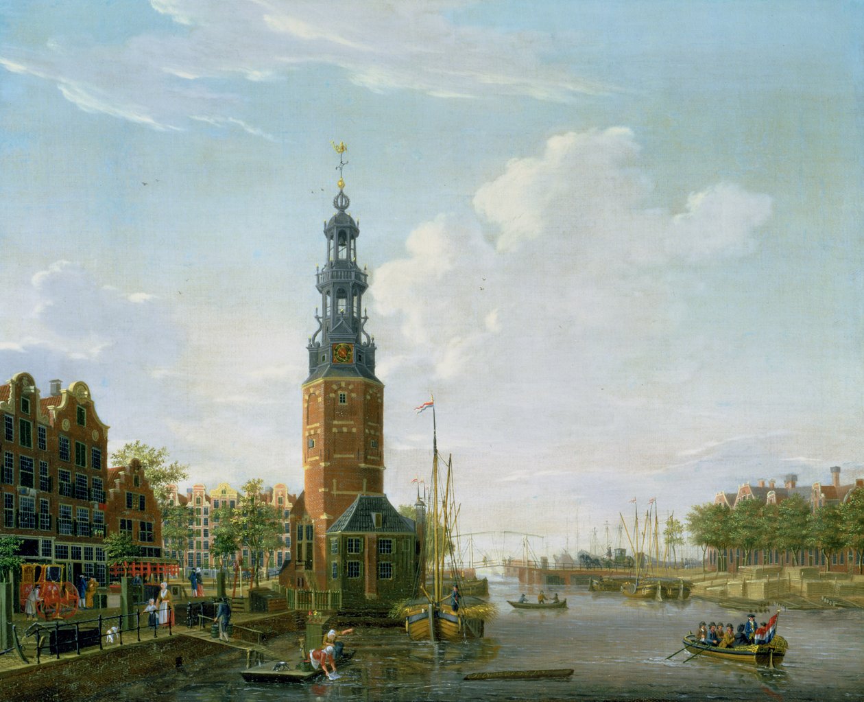 Pohled na Amsterdam s Montelbaanstoren na Oudeschans, 1777 od Isaac Ouwater