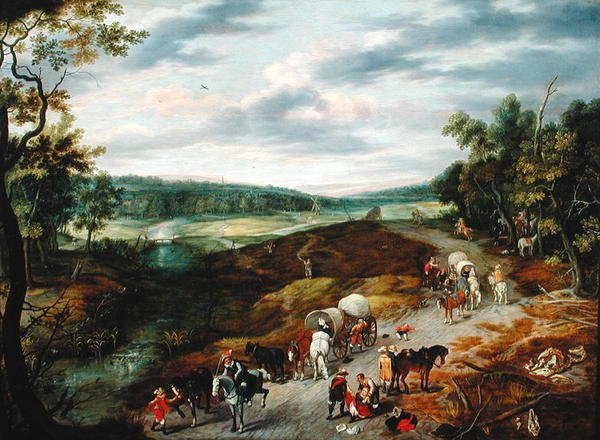 Zloději útočí na konvoj cestovatelů, 1656 od Isaak van Oosten