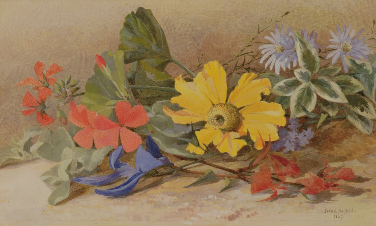 Zátiší - smíšené květiny, 1867 od Isabel Oakley Naftel