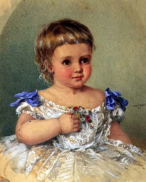 Portrét dítěte s kyticí divokých květin od Isabel Oakley Naftel