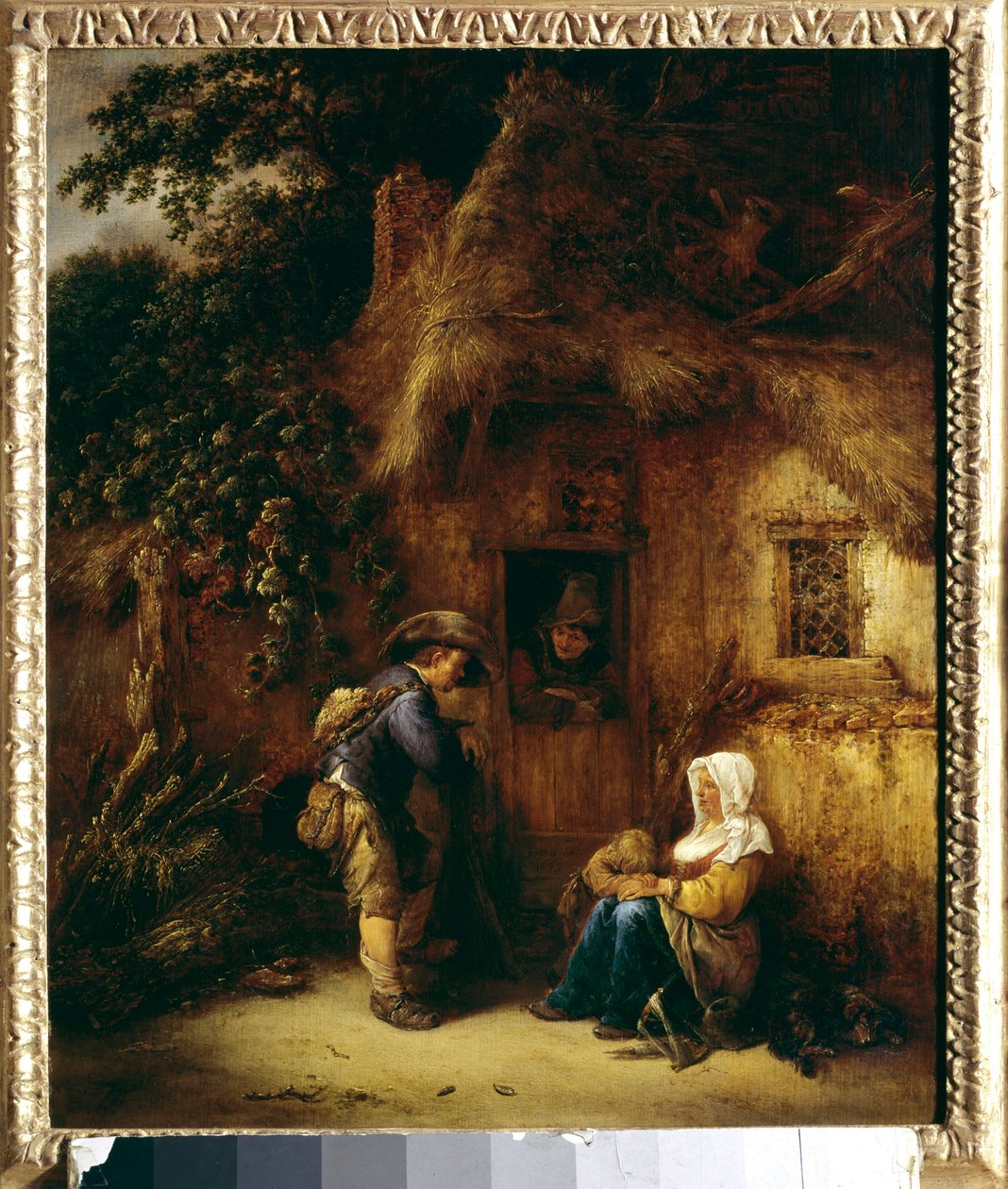 Rozhovor před selským domem. Obraz Isaaca Van Ostadeho (1621-1649) od Isack van Ostade