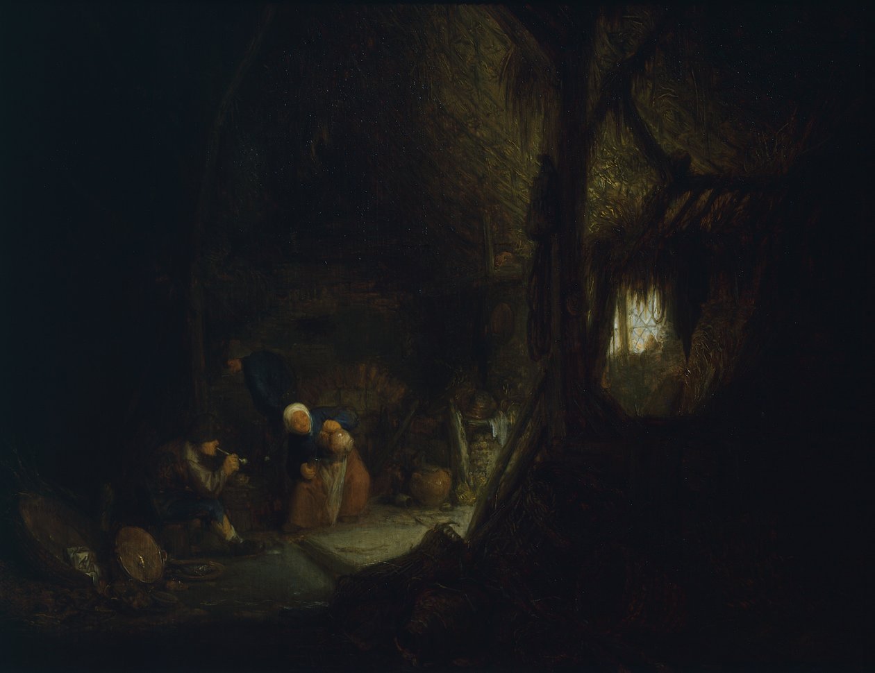 Rolnická rodina ve stodole, Isack van Ostade (1621-1649) od Isack van Ostade