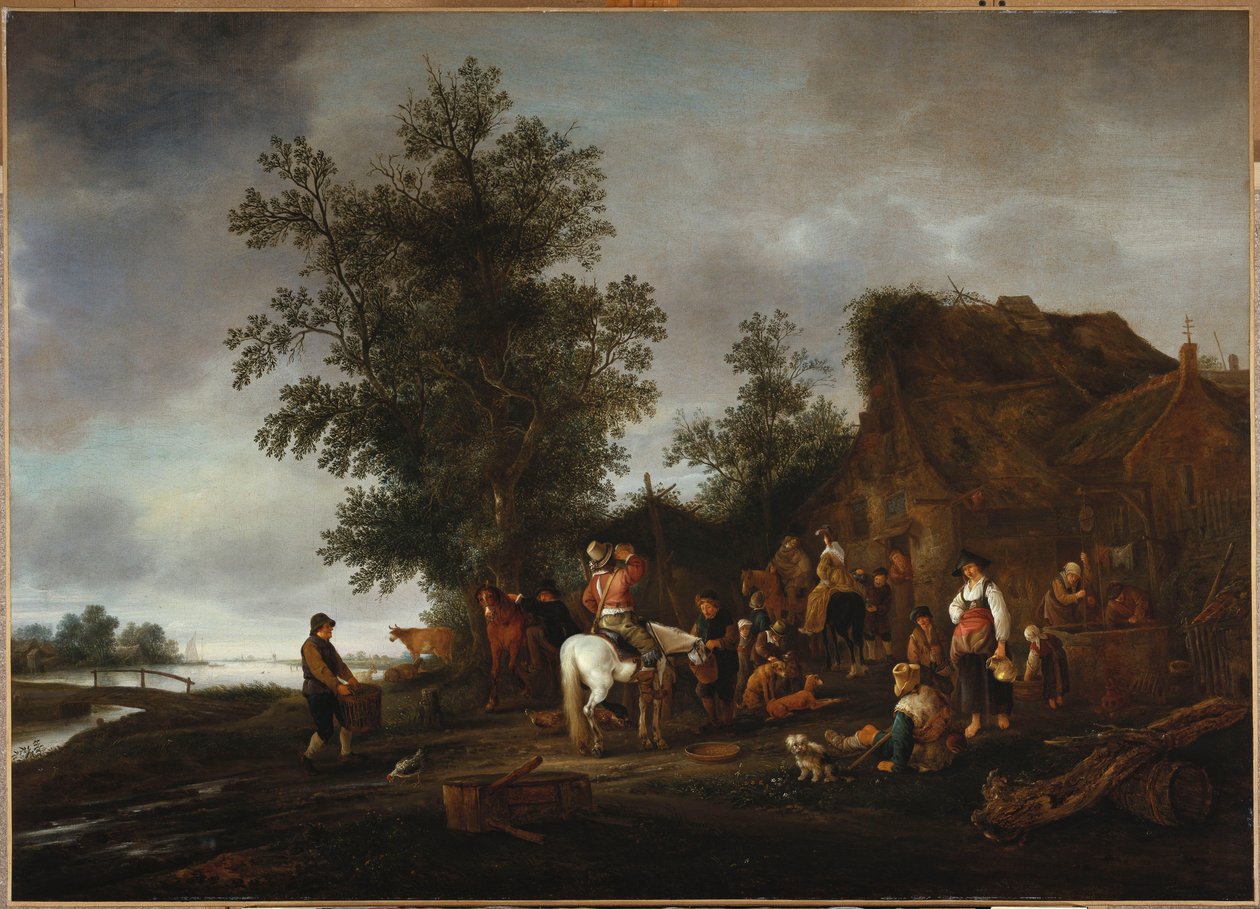 Cestovatelé, kteří se osvěžují v taverně u řeky, 1664 od Isack van Ostade