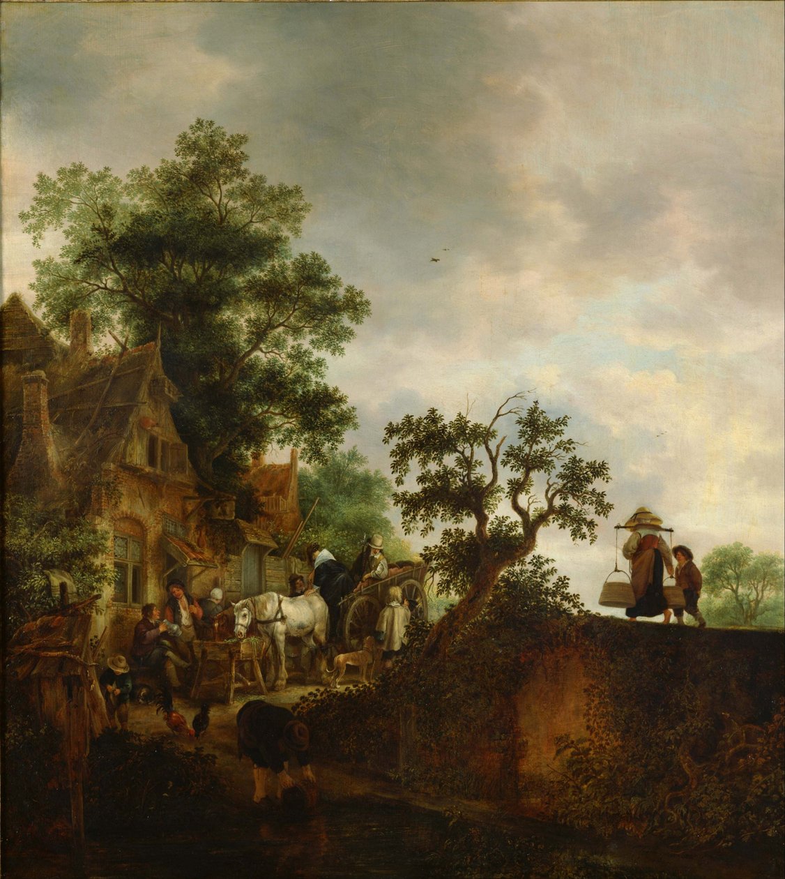 ""Cestovatelé zastavující se v hostinci na cestě"" Obraz od Isaaca van ostade (1621-1649) 1645 Národní muzeum západního umění, Tokio Japonsko od Isack van Ostade