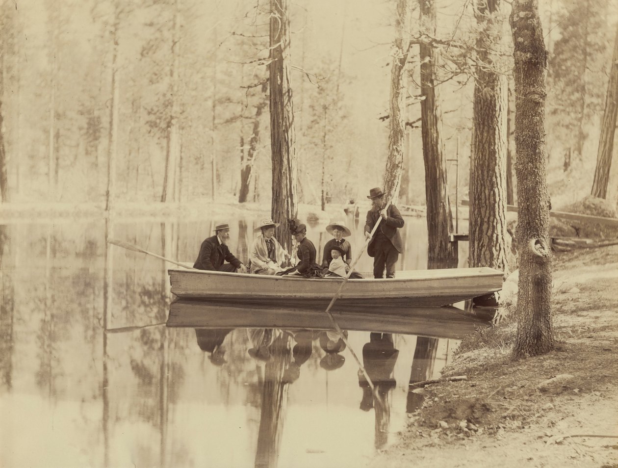 Scéna na jezeře Stella, stanice Wawona,1880 (foto) od Isaiah Taber
