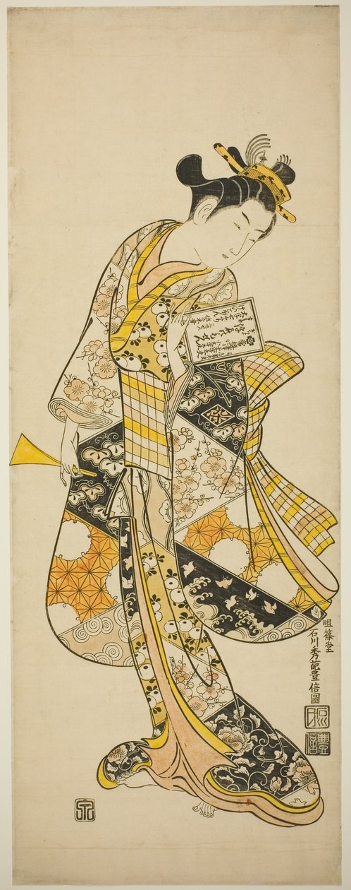 stojící gejša od Ishikawa Toyonobu