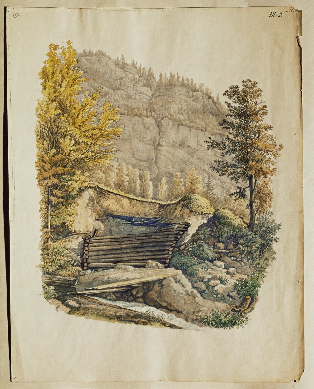 Místo a zeď halštatského paneláku, který po roce 1846 objevil Johann Georg Ramsauer ... od Isidor Engel