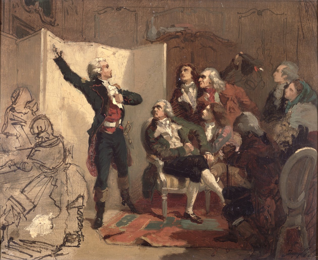 Claude Joseph Rouget de Lisle (1760-1836) zpívá Marseillaisu v domě Dietricha, starosty Štrasburku, 26. dubna 1792 (studium) od Isidore Pils