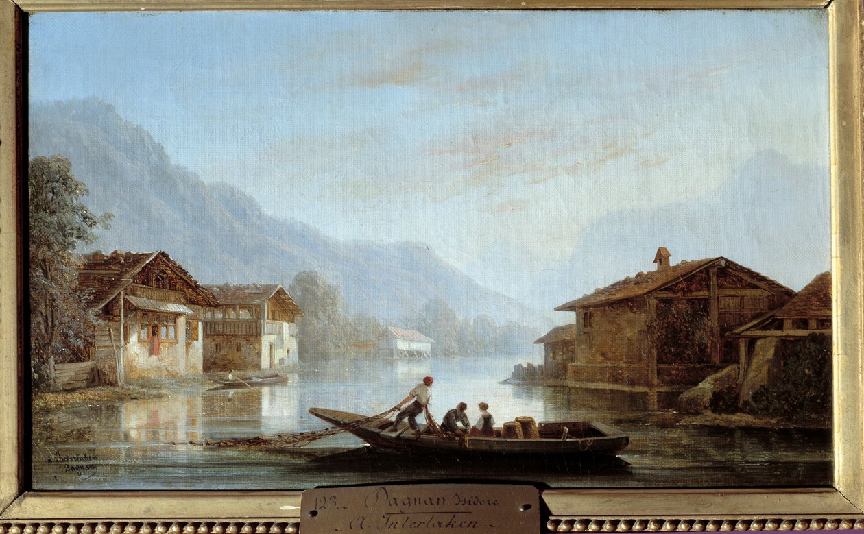 Švýcarští rybáři v Interlakenu. Obraz Isidora Dagnana (1794 - 1873) od Isidore Dagnan