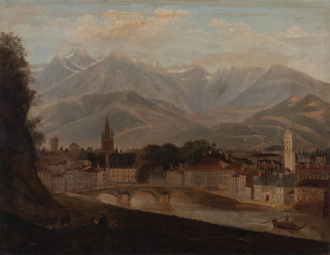Pohled na Grenoble, pohoří Belledonne v pozadí 1831 (olej na plátně) od Isidore Dagnan