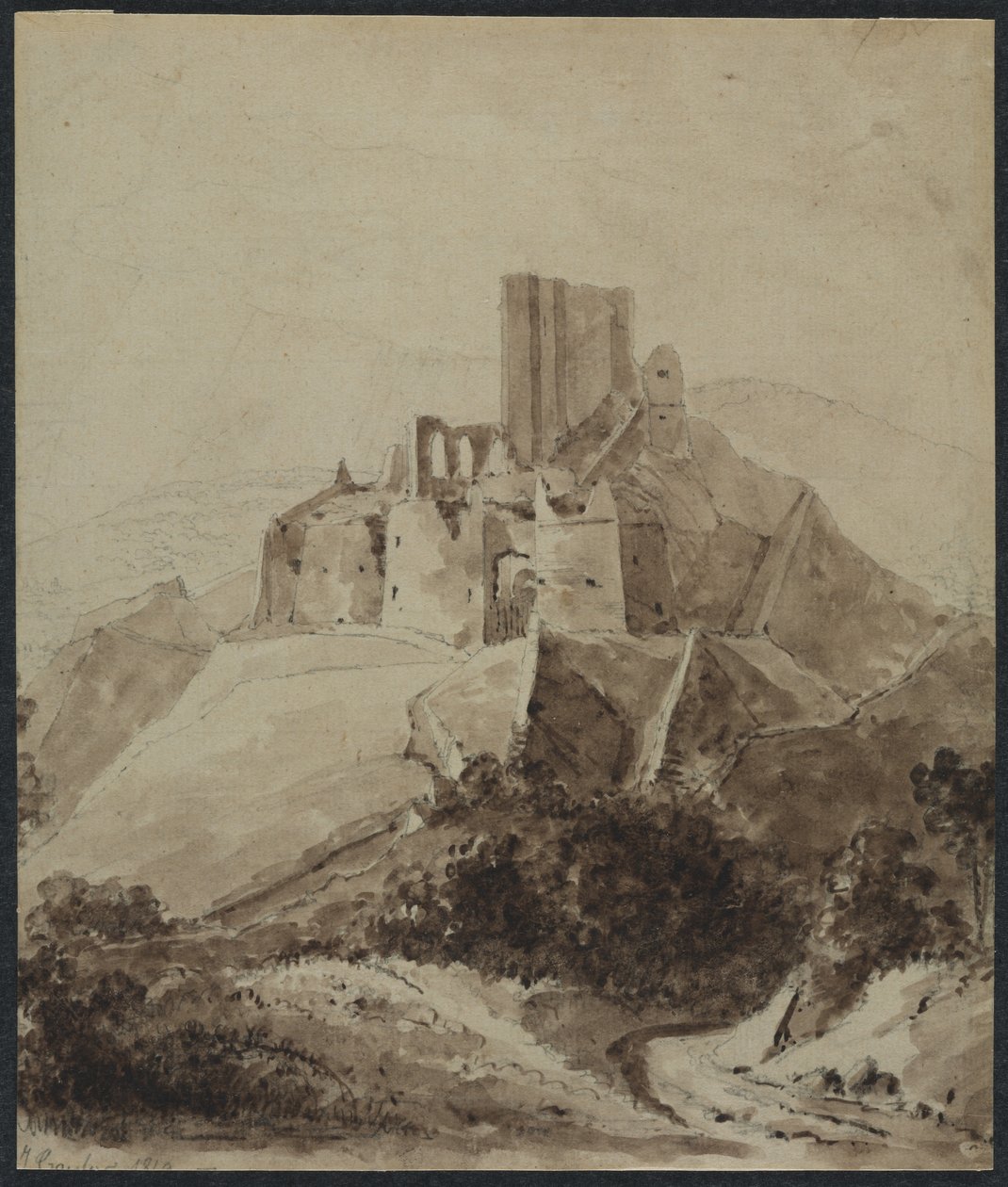 Ruiny zámku dArque, 1819. od Isidore Justin Taylor