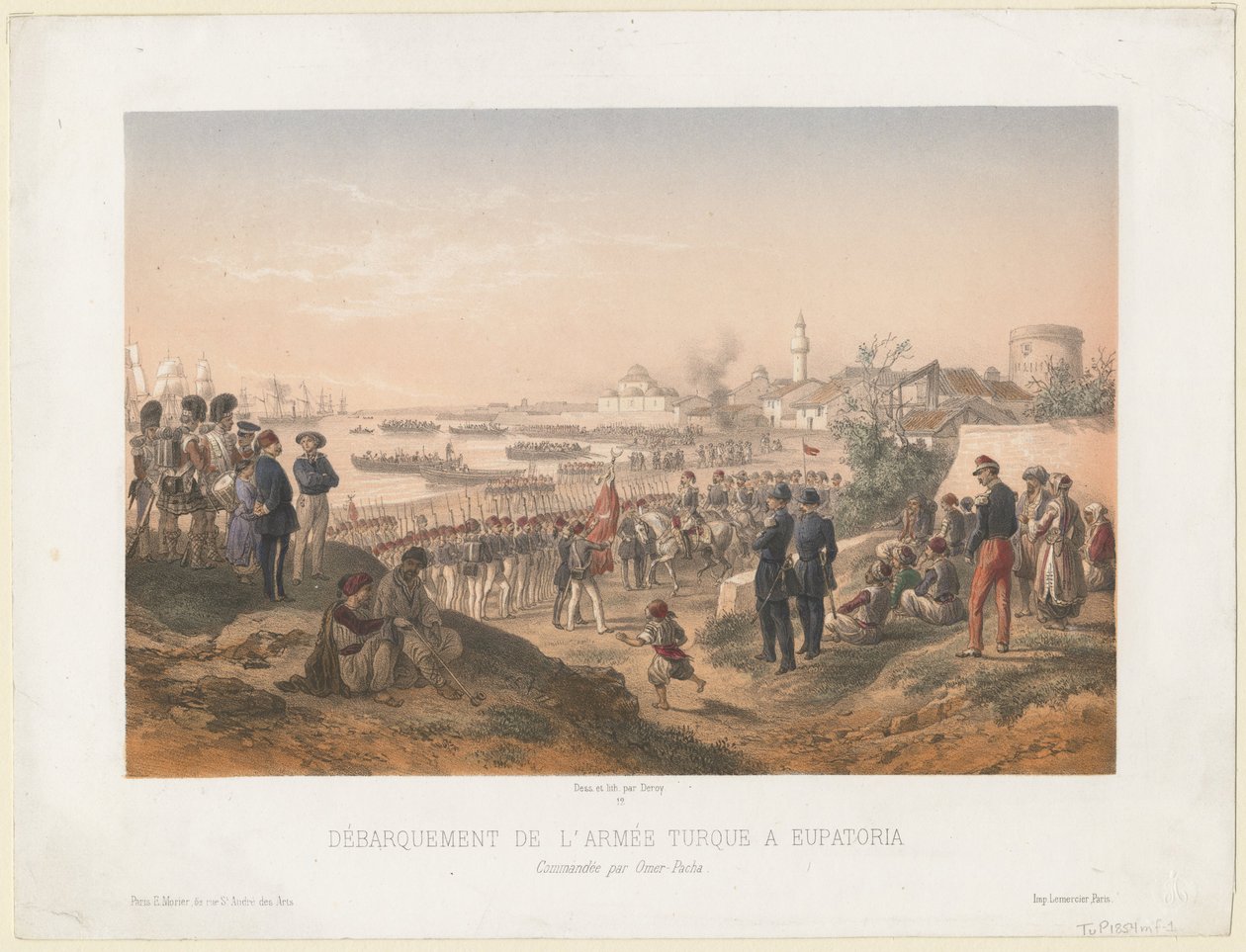 Vylodění turecké armády v Jevpatorii pod velením Omera Paši, 1855 od Isidore Laurent Deroy