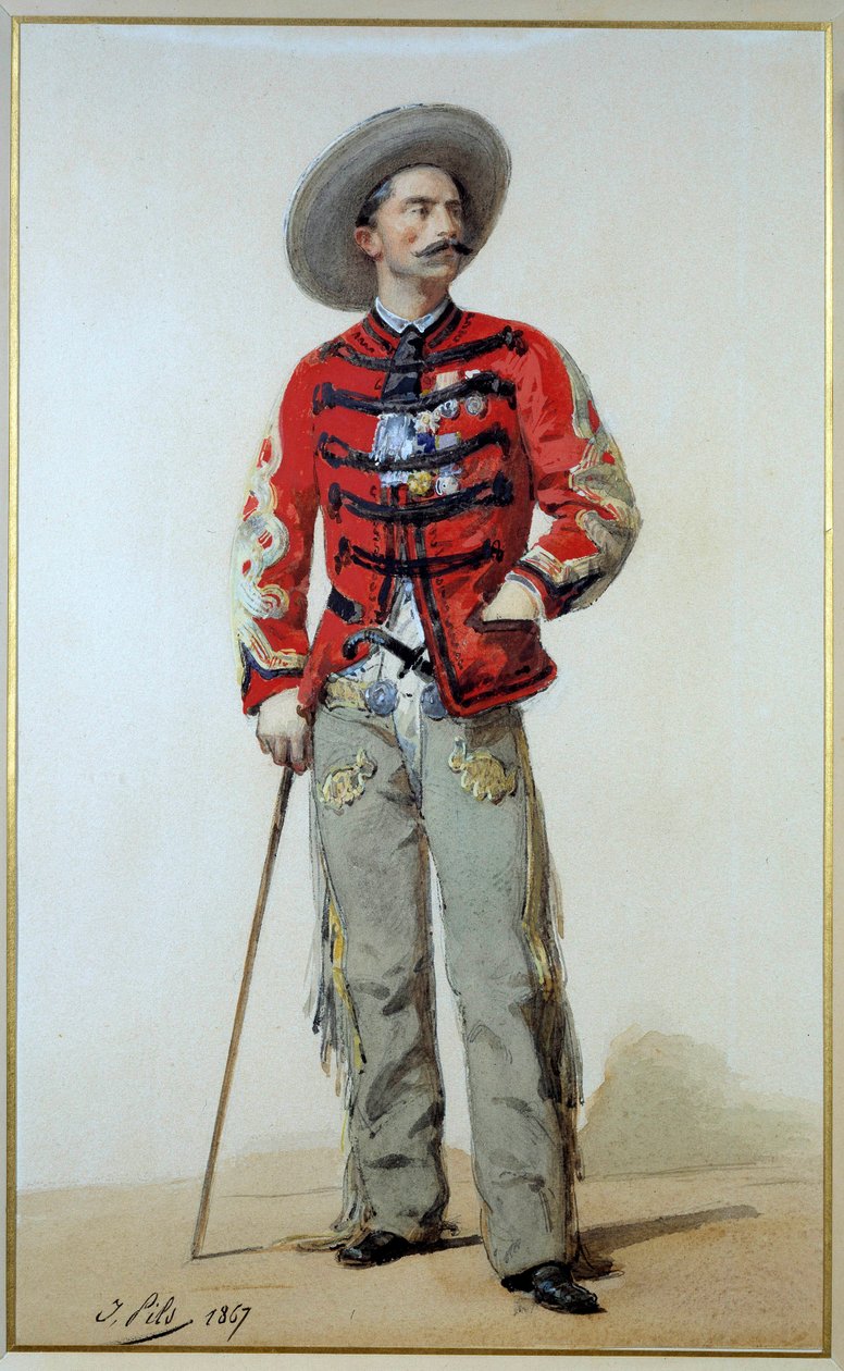 Expedice do Mexika (1861-1867): portrét generála Gastona Galliffeta (1830-1909) v counter guerillero v Mexiku. Akvarel od Isidore Alexandre Augustin Pils (1813-1875) 1867 Ne. 0,39x0,24 m. Paříž, musee de l