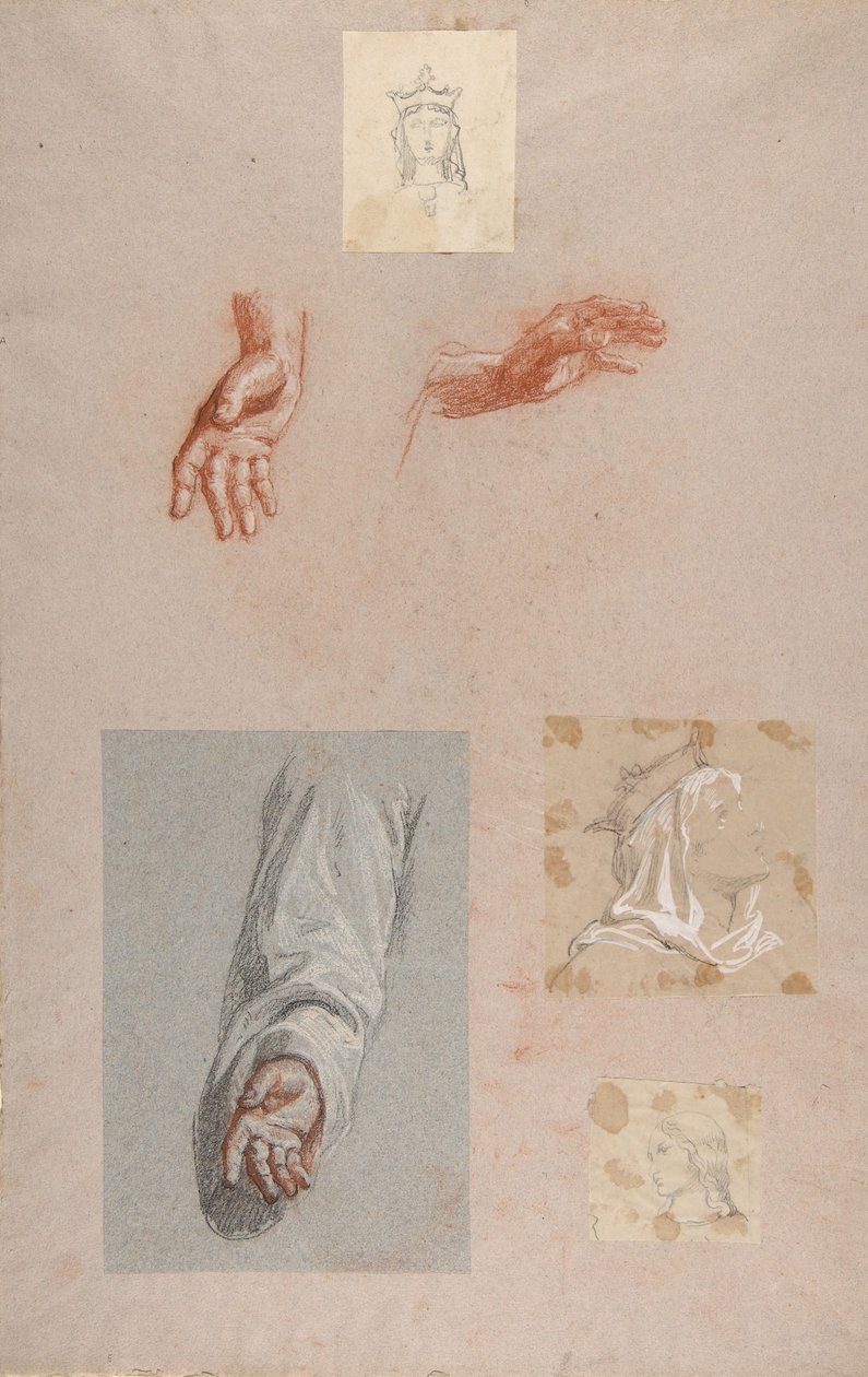 A. Ruce Saint Remi dolní rejstřík, nar. Hlava Saint Clotilde horní registr..., 19. století od Isidore Pils