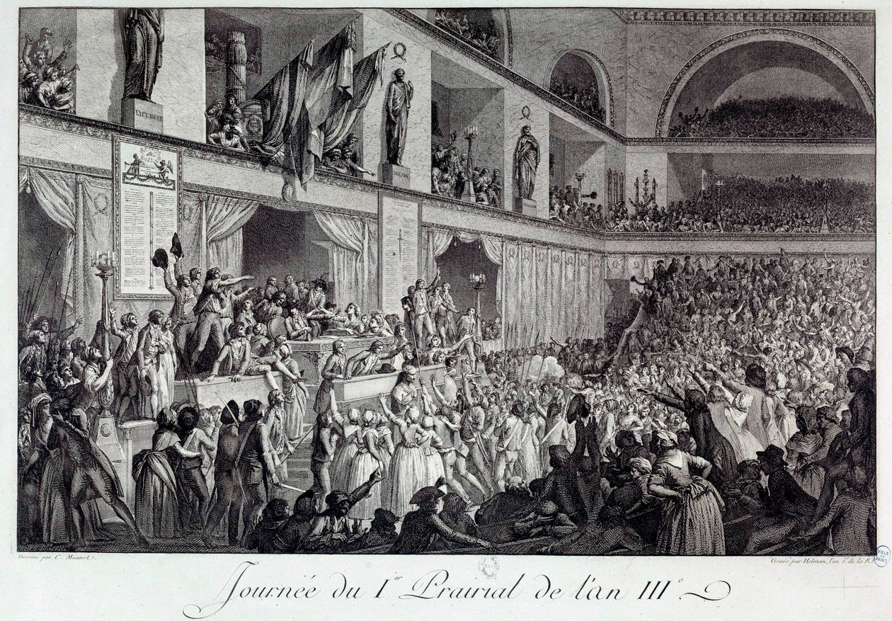 Francouzská revoluce: Den lidového povstání proti hladu v I. prérii roku III (20. 5. 1795): obyvatelstvo vtrhlo do Konventu a zmasakrovalo zástupce Jeana Bertranda Ferauda (1759-1795), který měl na starosti zásobování z Paříže, který opp od Isidore Stanislas Helman