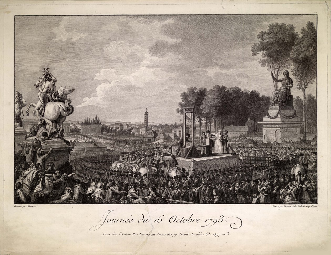 Den 16. října 1793 Poprava Marie Antoinetty 16. října 1793, c. 1795. od Isidore Stanislas Helman