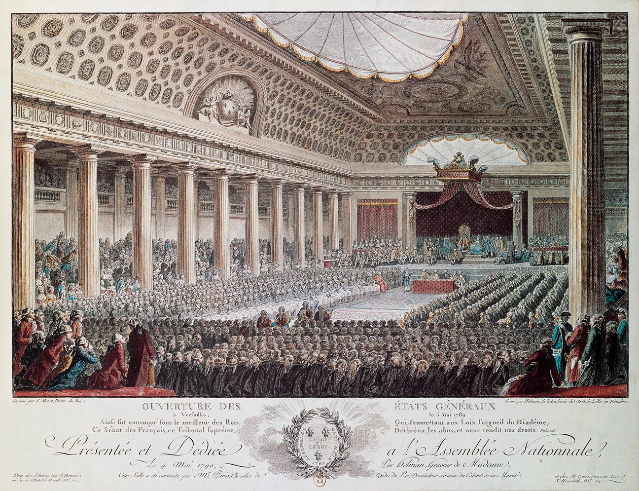 Otevření generálního státu ve Versailles v roce 1789, rytina Helmann, Francouzská revoluce, Francie od Isidore Stanislas Helman