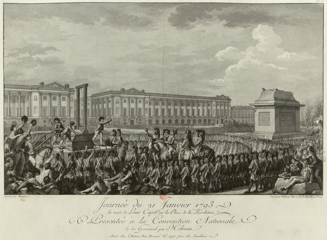 Poprava Ludvíka XVI. na Place de la Revolution dne 21. ledna 1793, 1794 od Isidore Stanislas Helman