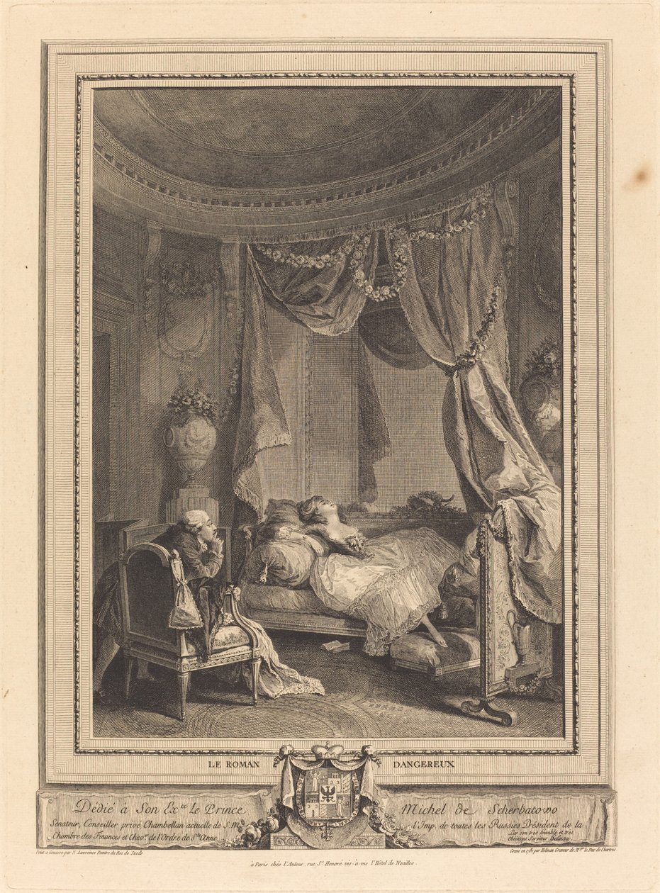 Nebezpečný román od Isidore Stanislas Helman after Nicolas Lavreince