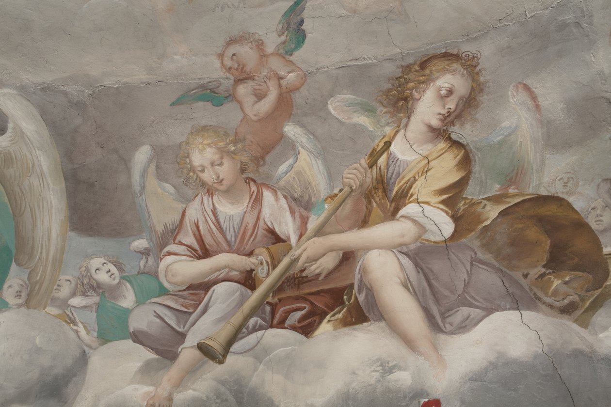 Andělé, hudební andělé a puttos, detail ráje s věčným otcem, c.1623-34 (detail 3496185) od Isidoro Bianchi