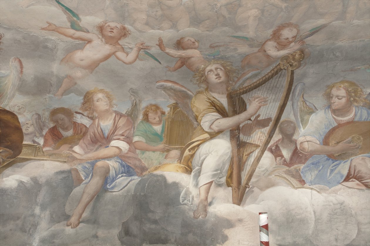 Andělé, hudební andělé a puttos, detail ráje s věčným otcem, c.1623-34 (detail 3496185) od Isidoro Bianchi