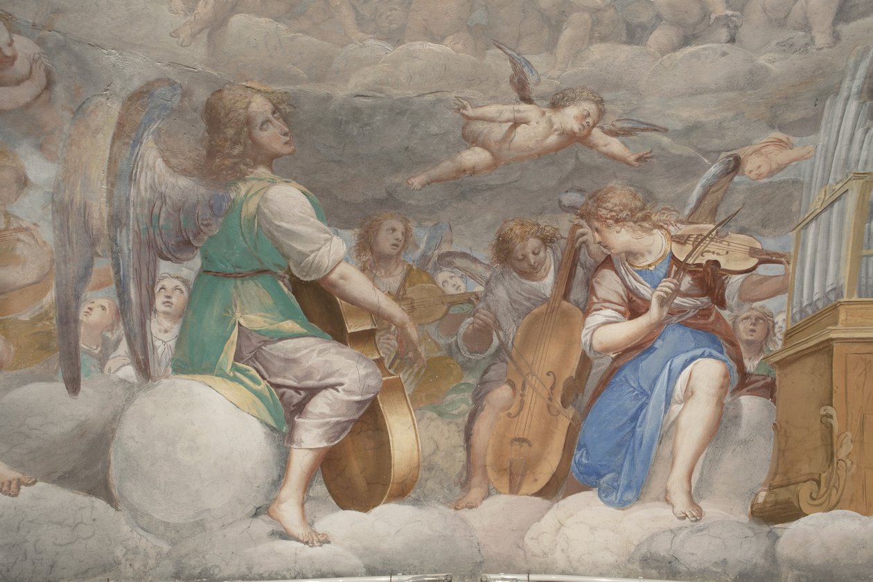 Andělé, hudební andělé a puttos, detail ráje s věčným otcem, c.1623-34 (detail 3496185) od Isidoro Bianchi