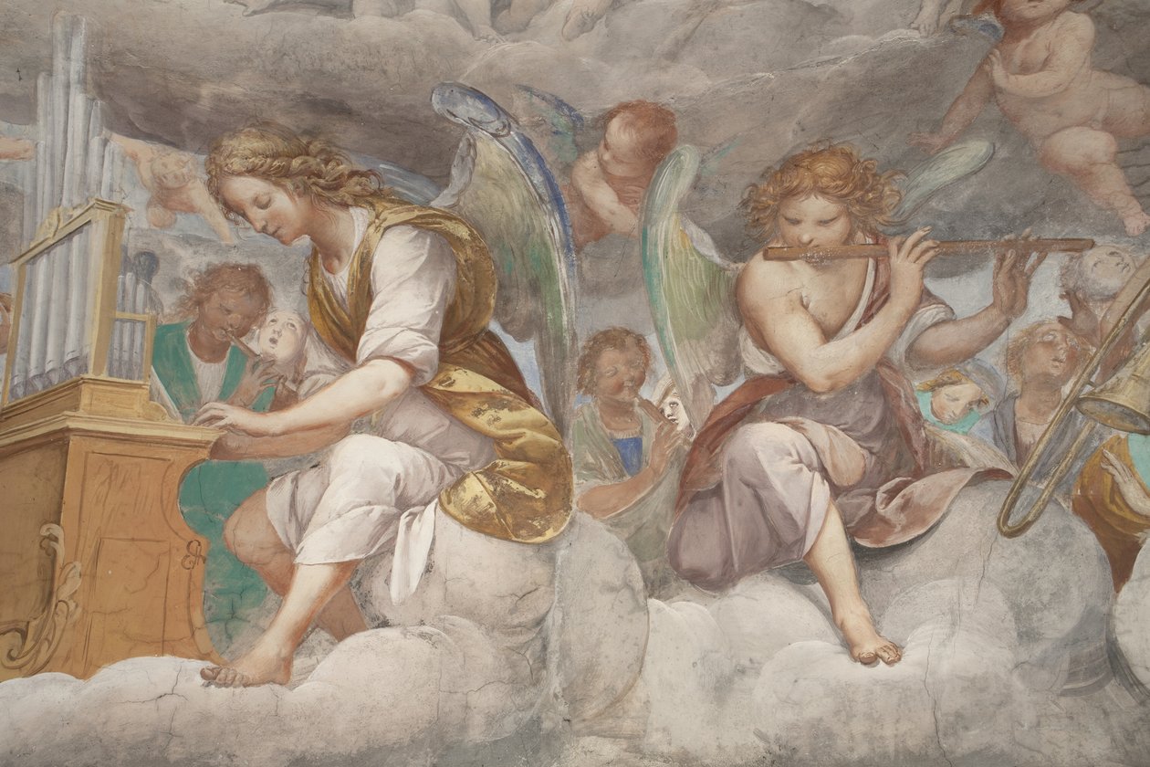 Andělé, hudební andělé a puttos, detail ráje s věčným otcem, c.1623-34 (detail 3496185) od Isidoro Bianchi