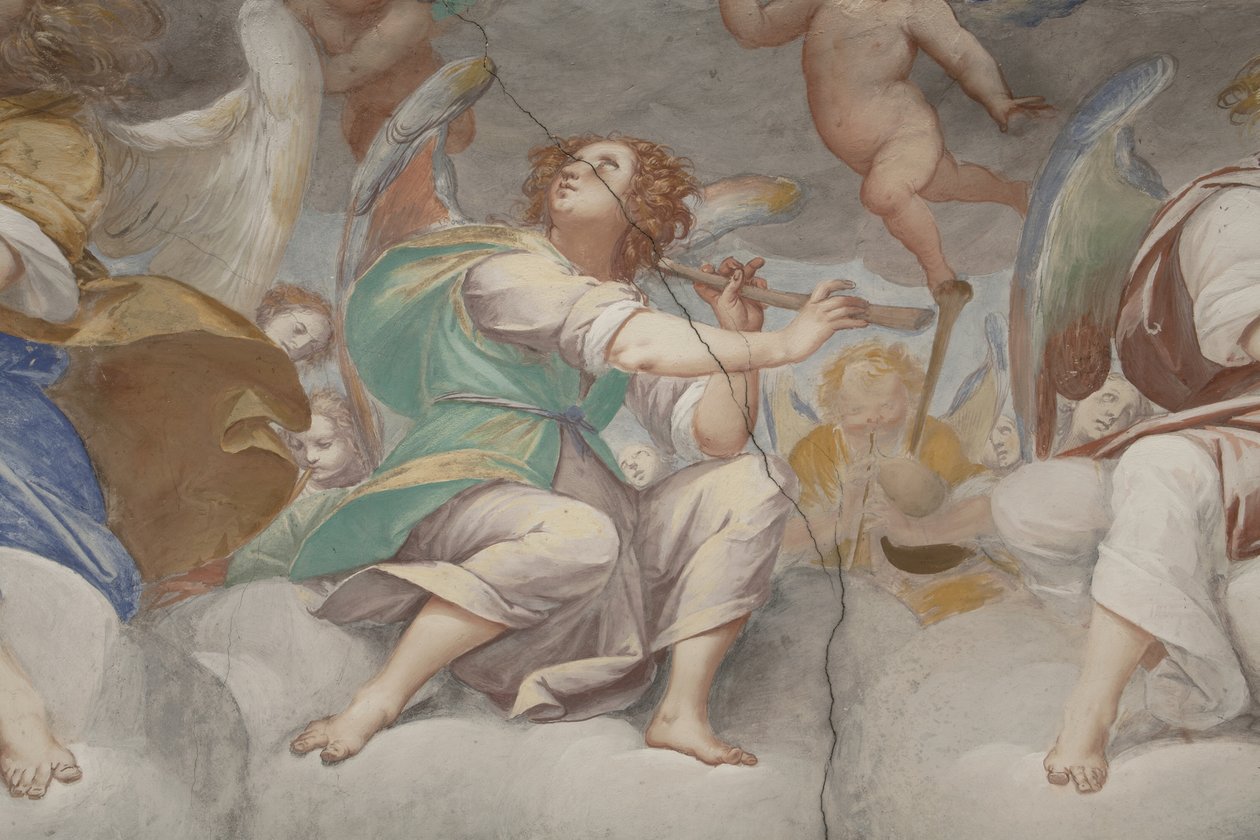 Andělé, hudební andělé a puttos, detail ráje s věčným otcem, c.1623-34 (detail 3496185) od Isidoro Bianchi