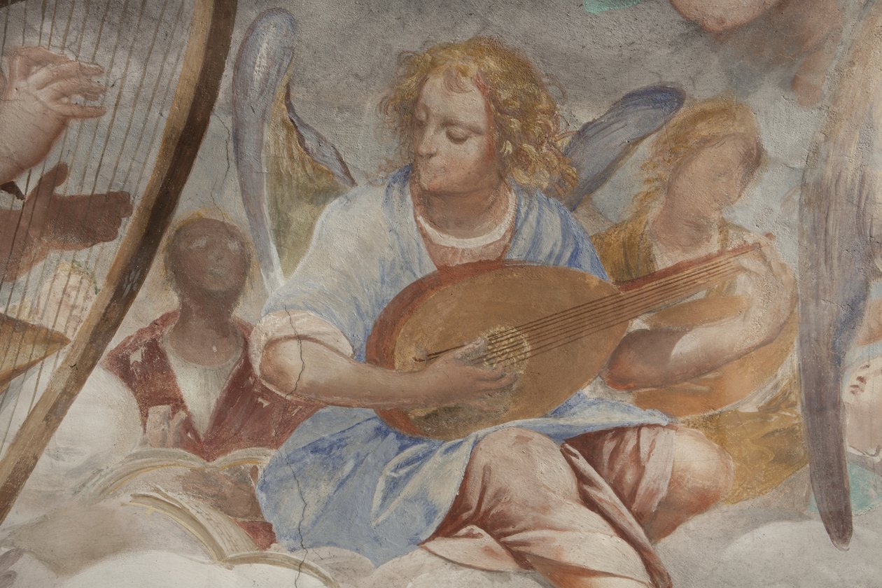 Andělé, hudební andělé a puttos, detail ráje s věčným otcem, c.1623-34 (detail 3496185) od Isidoro Bianchi
