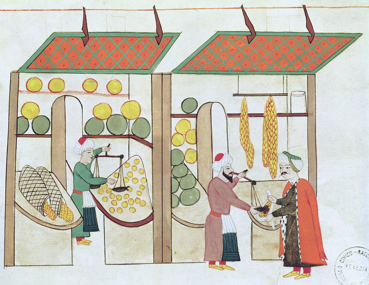 Ms.1671 Two Fruit Shops, c.1580 od Islamic School