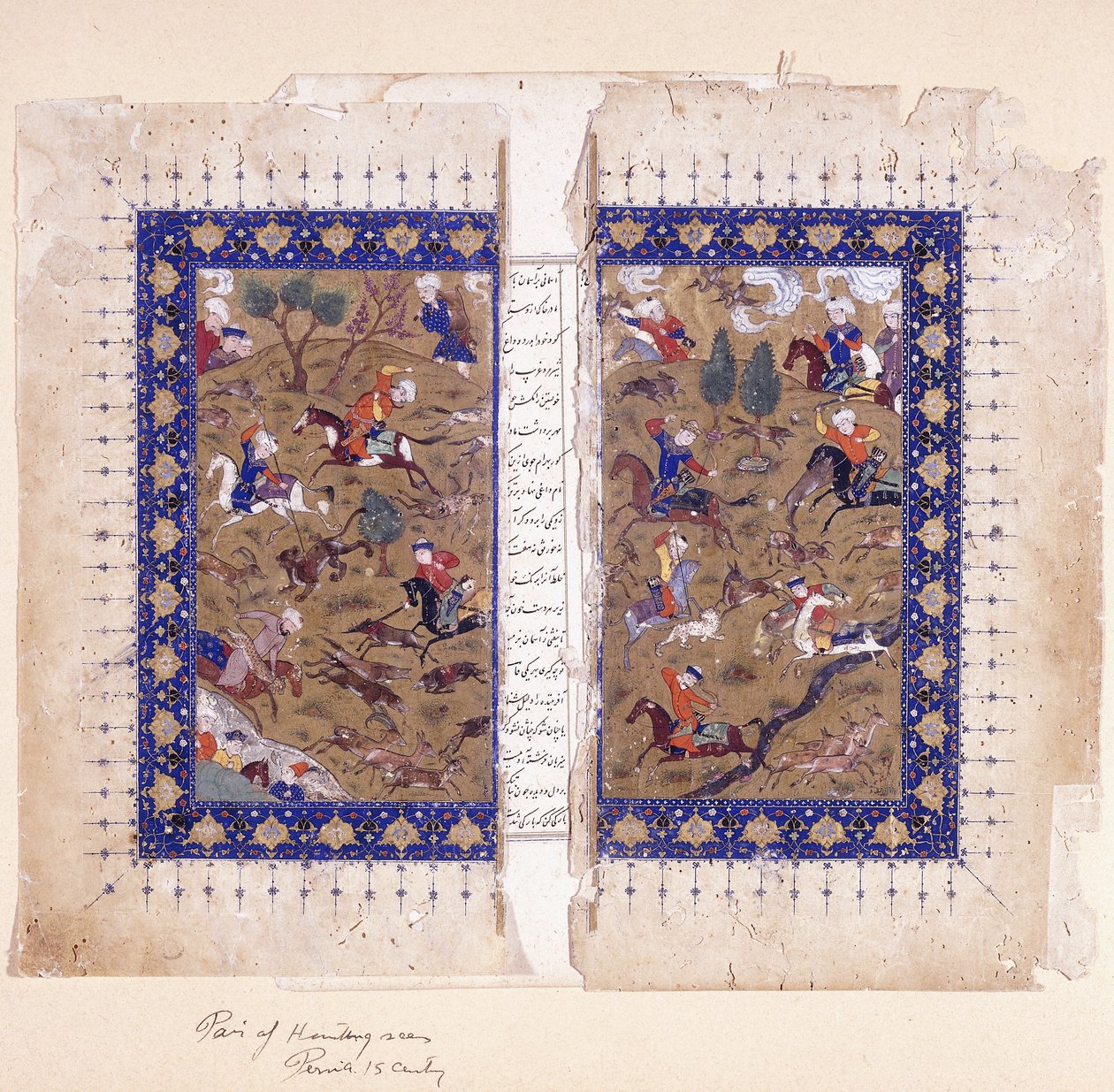 Bifolio zobrazující lovecké scény, konec 15. století od Islamic School