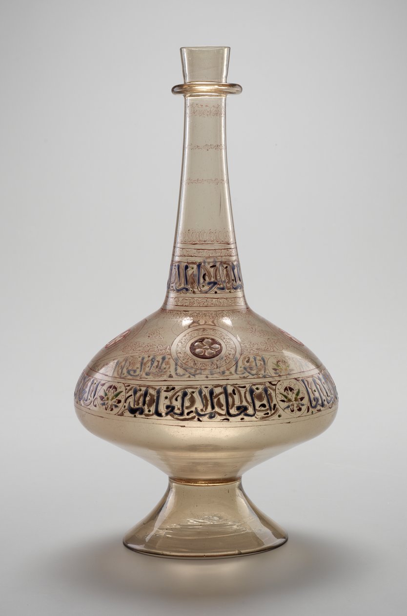 Láhev, objednaná Dawudem, Rasulid Sultan z Jemenu, dynastie Mamluk, 12961321 (smaltované a zlacené sklo) od Islamic School