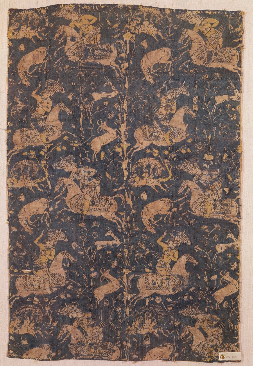 Látka se vzorem lovců, z Íránu, 15.-16. století (textil) od Islamic School