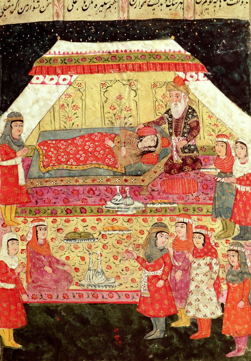 Haremová scéna, ilustrace z „Shahnama“ (Kniha králů), od Abu