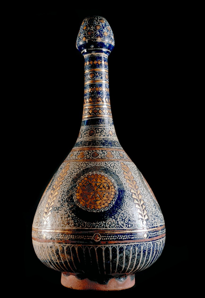 islámské umění. Terakotová láhev. Smaltovaný ze 16. století. Řím, Národní muzeum orientálního umění od Islamic School