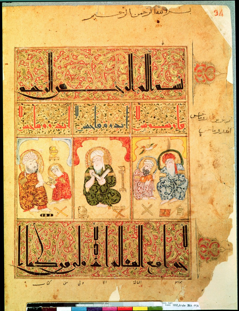 Paní Arabe 2964 fol. 34 Doktoři z Pojednání o Theriakovi po Galenovi, 1217 od Islamic School