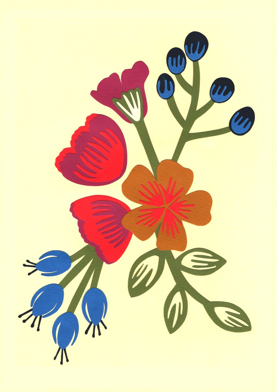 Flora, 2015 (řezaný papír) od Isobel Barber