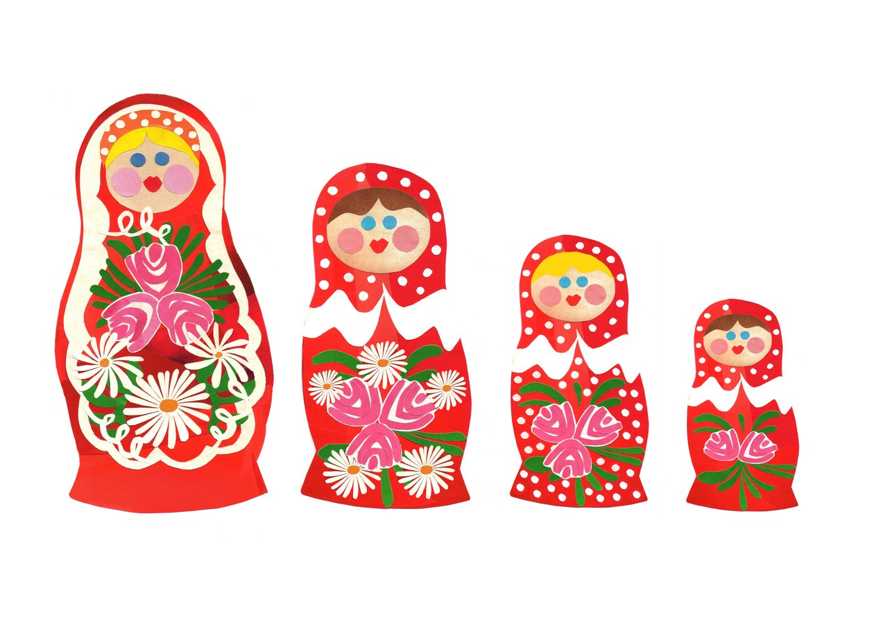 Ruské panenky, 2014 (řezaný papír) od Isobel Barber