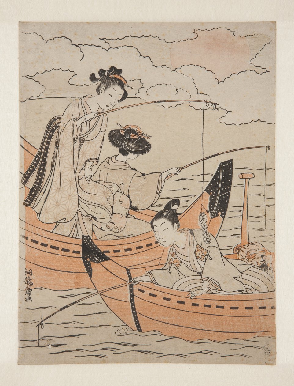 Boats of Love (Koi no fune) (barevný dřevotisk) od Isoda Koryusai