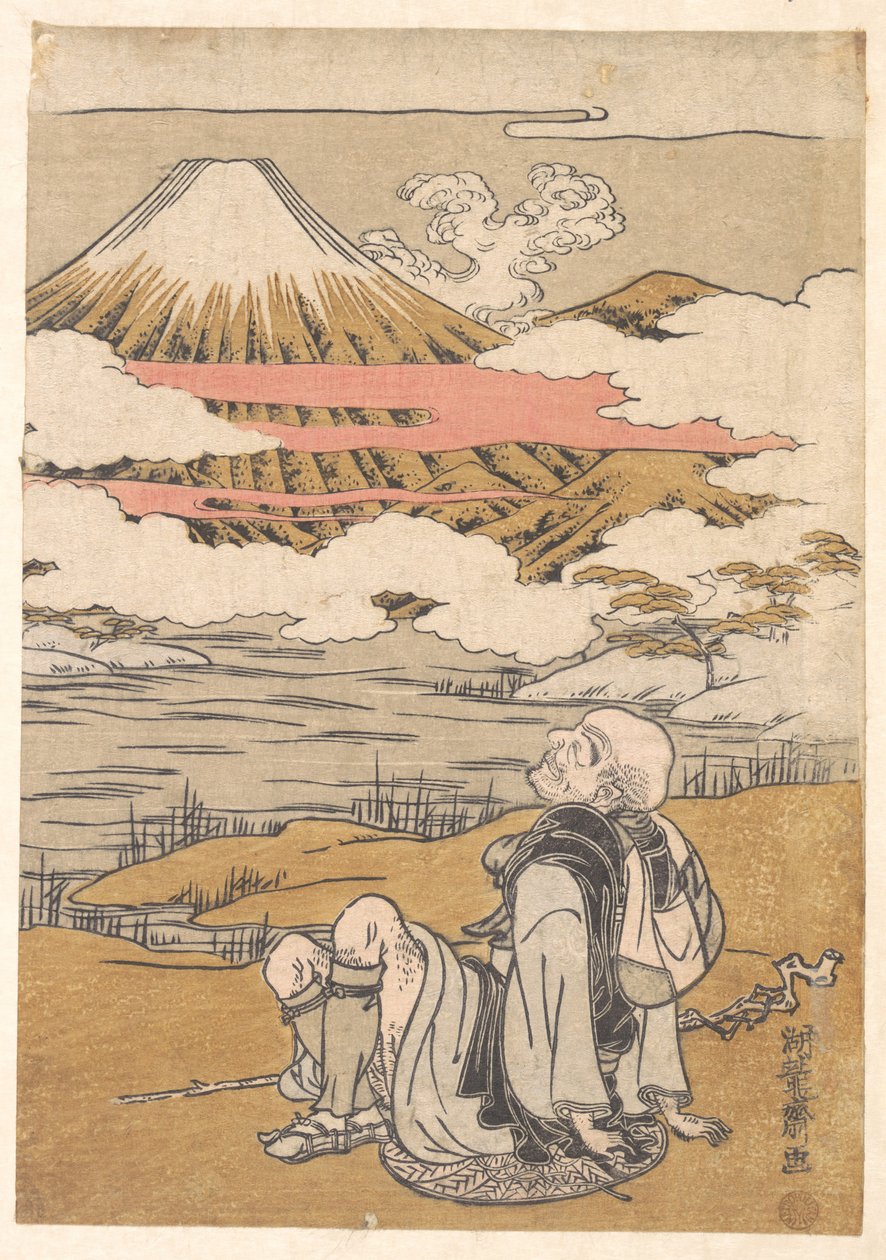 Saigyō pozoruje horu Fudži od Isoda Koryusai