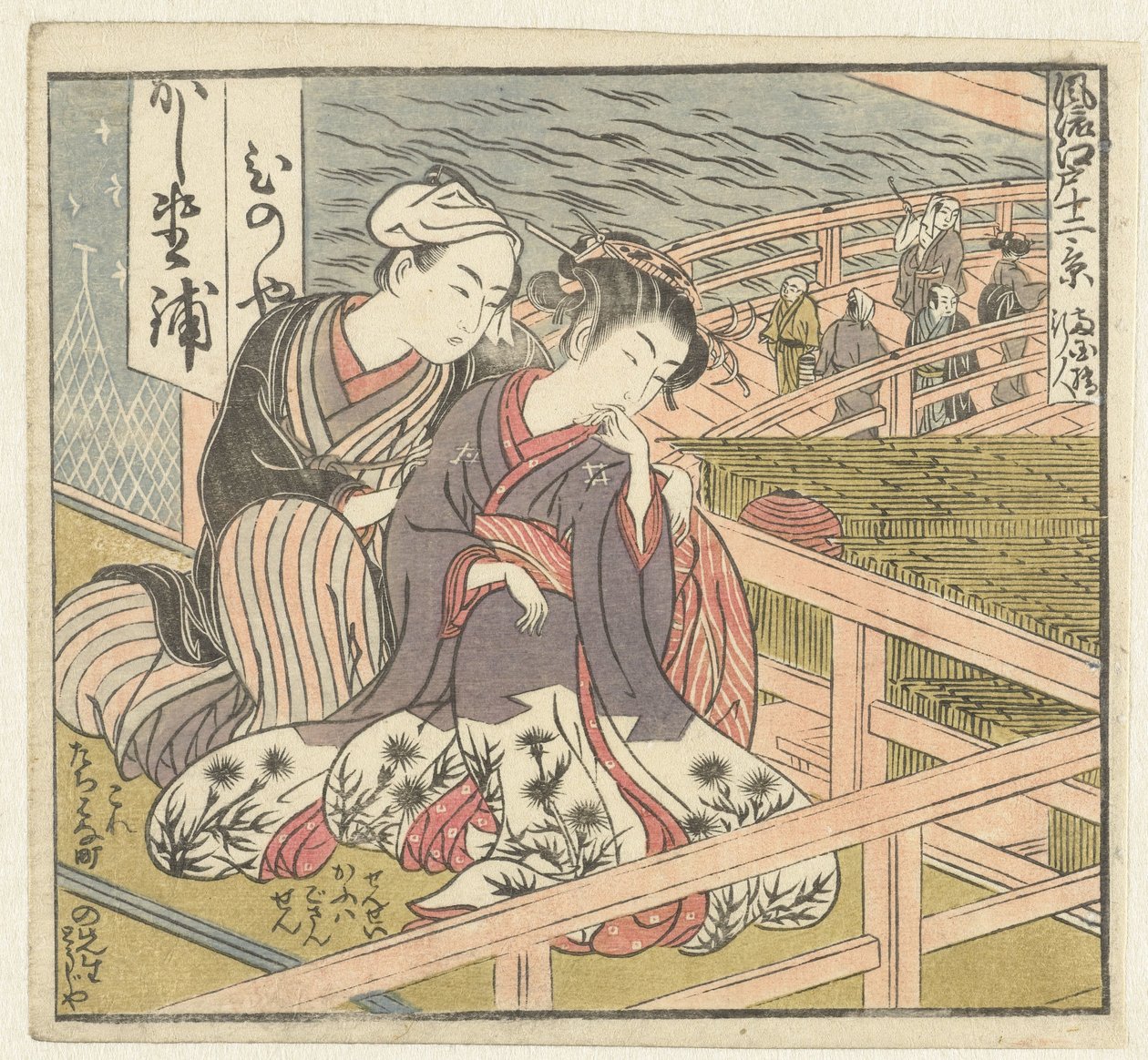 Láska pár na verandě Dvanáct pohledů na Sophisticated Edo (název série) Furyu Edo junikei (název série na objektu) od Isoda Koryusai